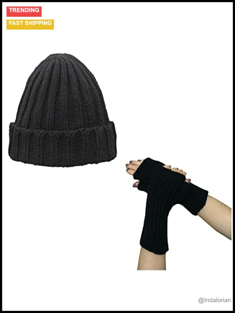 Unisex Alpaca Wool Knit Beanie Hat and Mittens Gloves Set, Handmade Winter